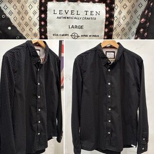 Level Ten Men's Long Sleeve Cotton Button Down Shirt Flip Cuffs Size L